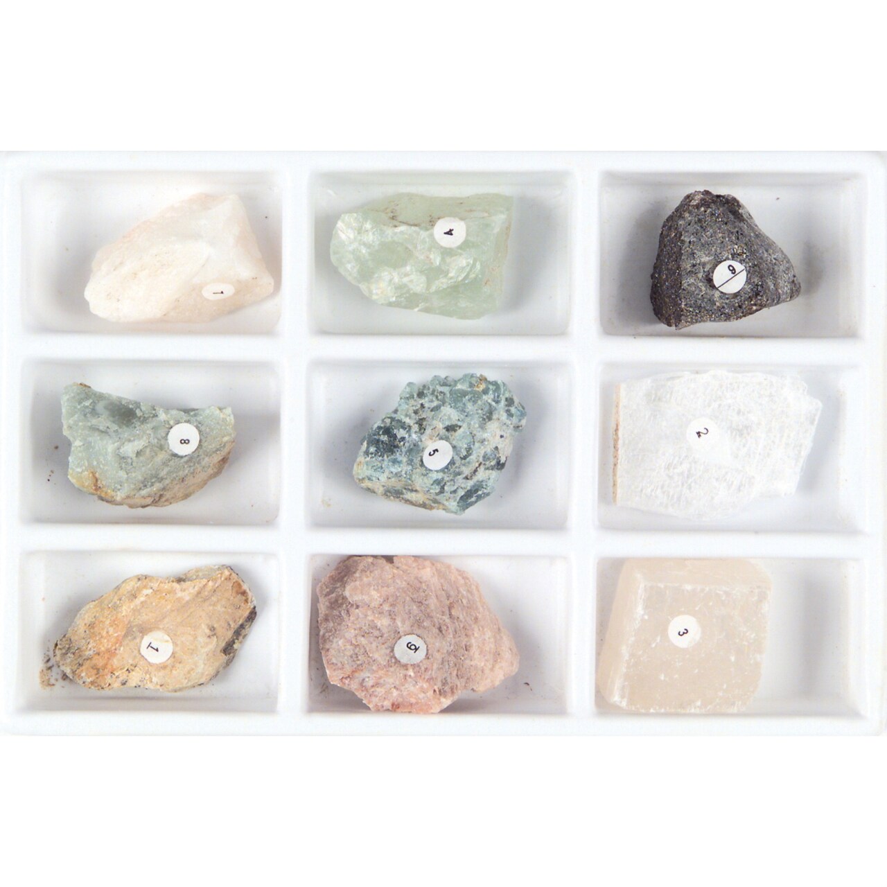 Scott Resources Mohs Scale of Mineral Hardness Set without Diamond, 9 Specimens